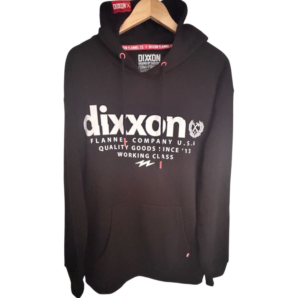 Dixxon Flannel Co. Form & Function Men's Large Black Drawstring Hoodie Graphic